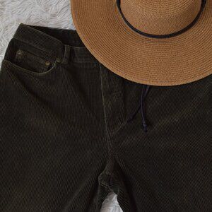 Vintage 90s Green Corduroy Straight‎ Leg Flat Front Pants size 14 | 34 waist